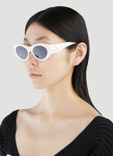Prada Geometric Oval Frame Sunglasses White lpr0251011