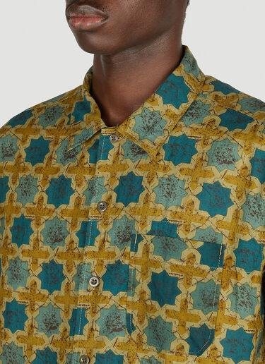 Engineered Garments Abstract Print Camp Short Sleeve Shirt Green egg0152002