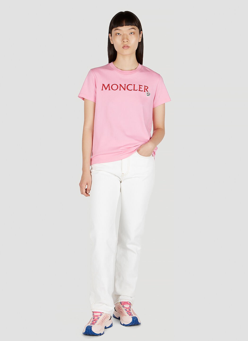 Pink moncler polo shirt online