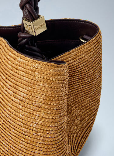 GANNI Bou Small Straw Top Handle Bag Yellow gan0265033