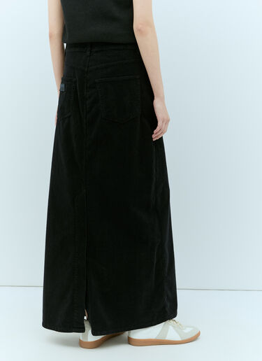 GANNI Washed Corduroy Maxi Skirt Black gan0255012