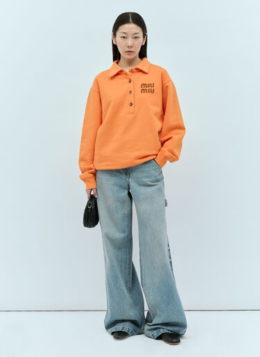 Miu Miu Logo Patch Polo Sweatshirt Orange miu0256003