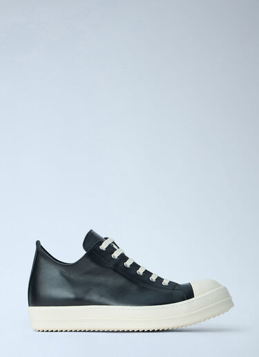 LN-CC® - Rick Owens: Leather Low-Top Sneakers - Black Rick Owens Leather Low-Top Sneakers Black ric0165005