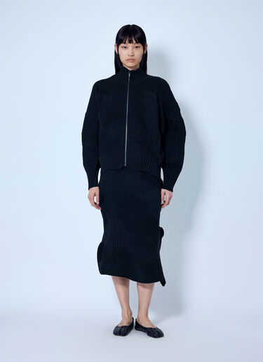 LN-CC® - Issey Miyake: Kone Kone Ribbed Knitted Jacket - Black Issey Miyake Kone Kone Ribbed Knitted Jacket Black ism0265013