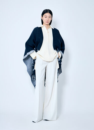 Max Mara Jacquard Wool Poncho Blue max0259022