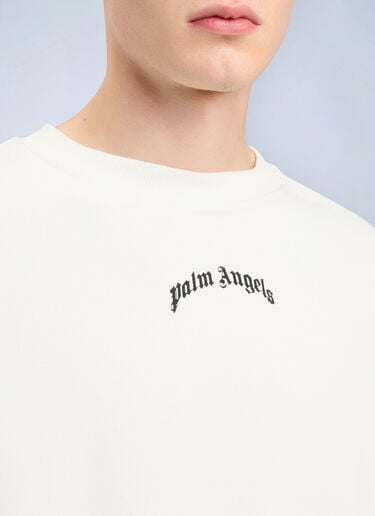 Palm Angels Back Curved Logo Loose Sweatshirt White pma0164114