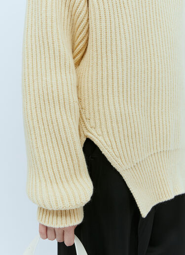 Jil Sander Wool Rib Sweater Cream jil0253010