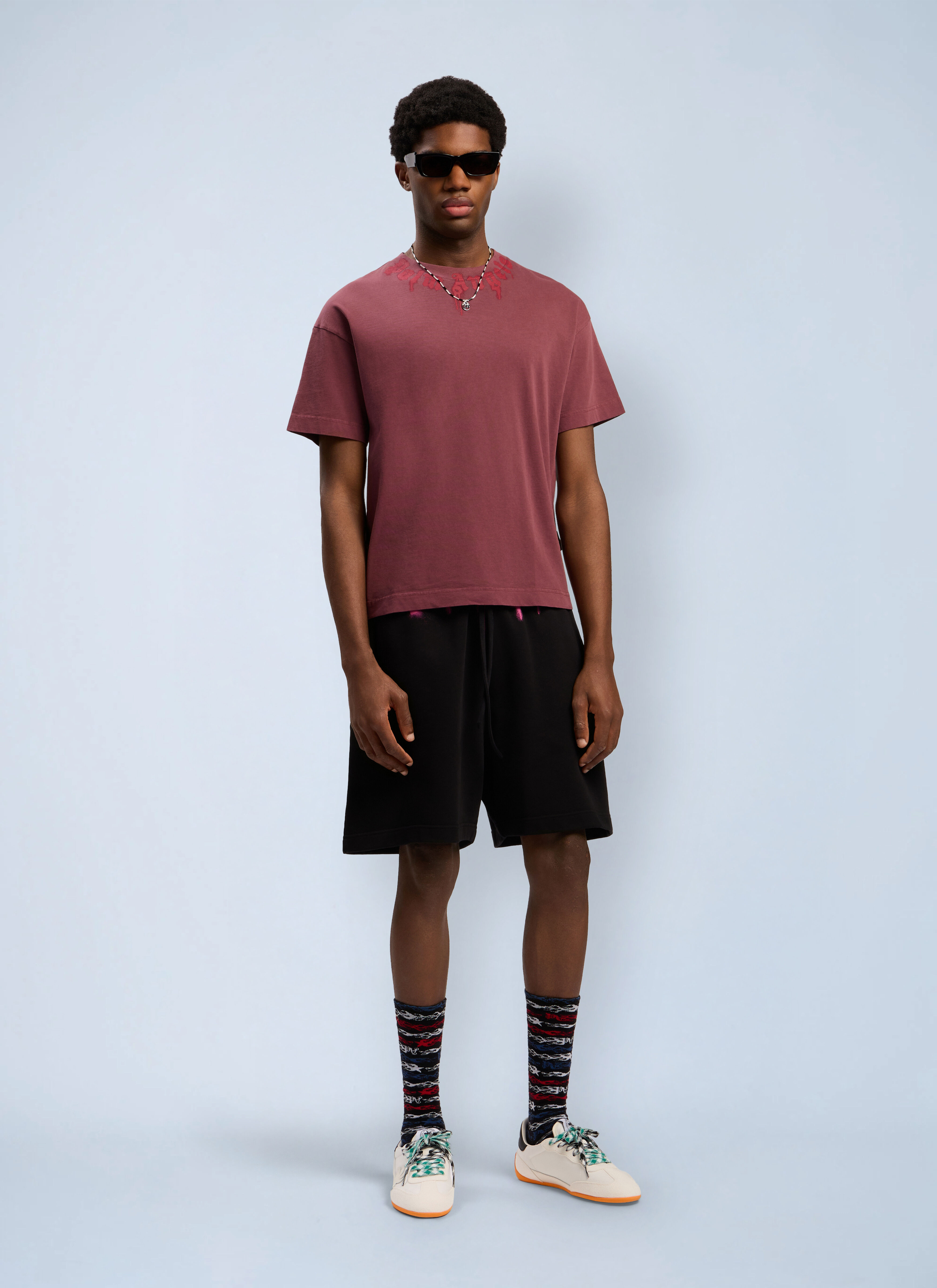 Palm Angels Men's' Sprayed Logo Track Shorts in Black | LN-CC®