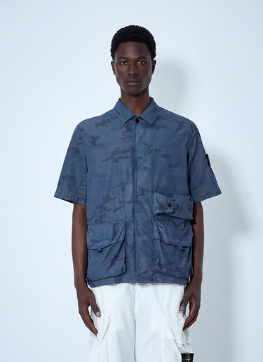 Stone Island Short-Sleeve Overshirt with Flap Pockets Blue sto0164039