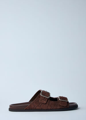 Vans Logo Embossed Leather Slides Black van0360001