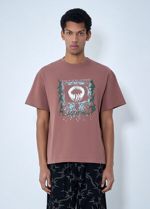 Brain Dead Cotton Graphic T-Shirt Brown bra0162002
