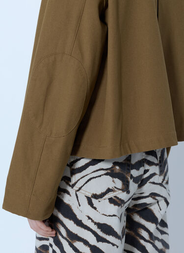 LN-CC® - GANNI: Workwear Canvas Short Barn Jacket - Brown GANNI Workwear Canvas Short Barn Jacket Brown gan0265017