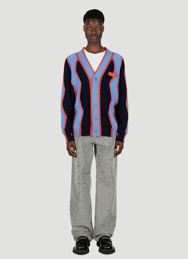 ウェービーストライプカーディガン Kenzo ウェービーストライプカーディガン ブルー knz0152003