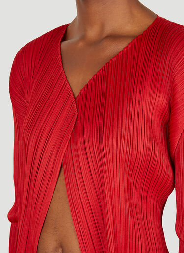 Pleats Please Issey Miyake Plissé Open Cardigan Red plp0251008