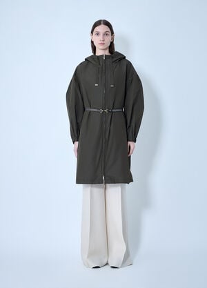 Max Mara Belted Hooded Coat Green max0263203