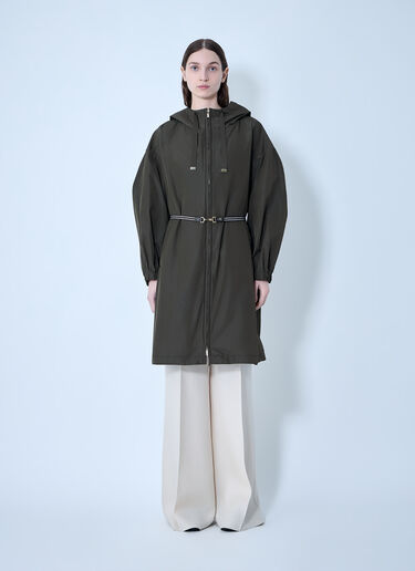 Max Mara Belted Hooded Coat Green max0263203