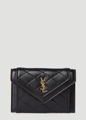 Saint Laurent Quilted Logo Plaque Wallet Black sla0251064