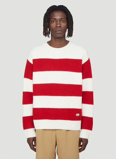 Gucci Intarsia-Stripe Knitted Sweater Red guc0141109