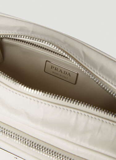 Prada Antique Leather Pocket Shoulder Bag White pra0252070