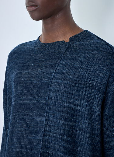 Yohji Yamamoto 7G 2PLY Pallarel Yarn Button Detail Sweater Navy yoy0164002