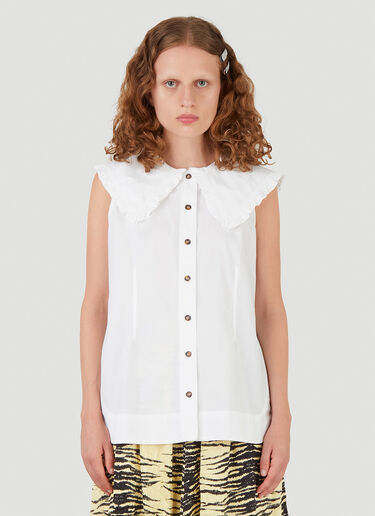 GANNI Poplin Button-Up Top White gan0246010