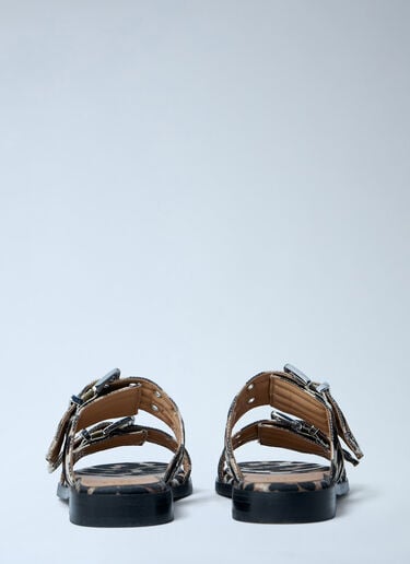GANNI Buckle Two Strap Sandals Brown gan0263057