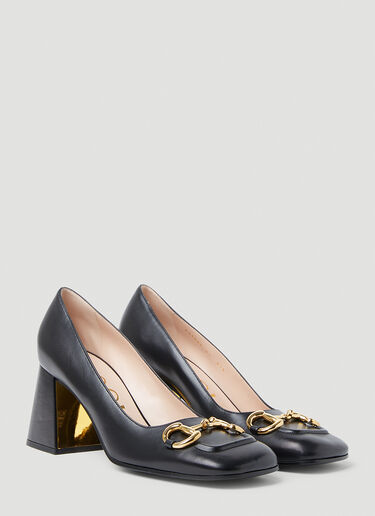 Gucci Horsebit Mid-Heel Pumps Black guc0253104