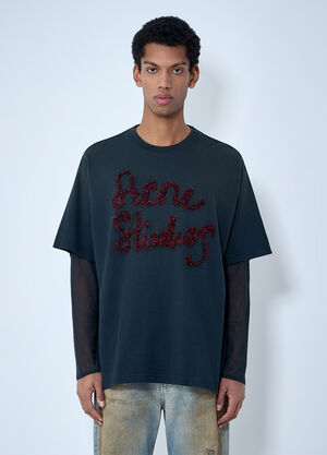 Acne Studios Layered Logo Embellished T-shirt Grey acn0363019