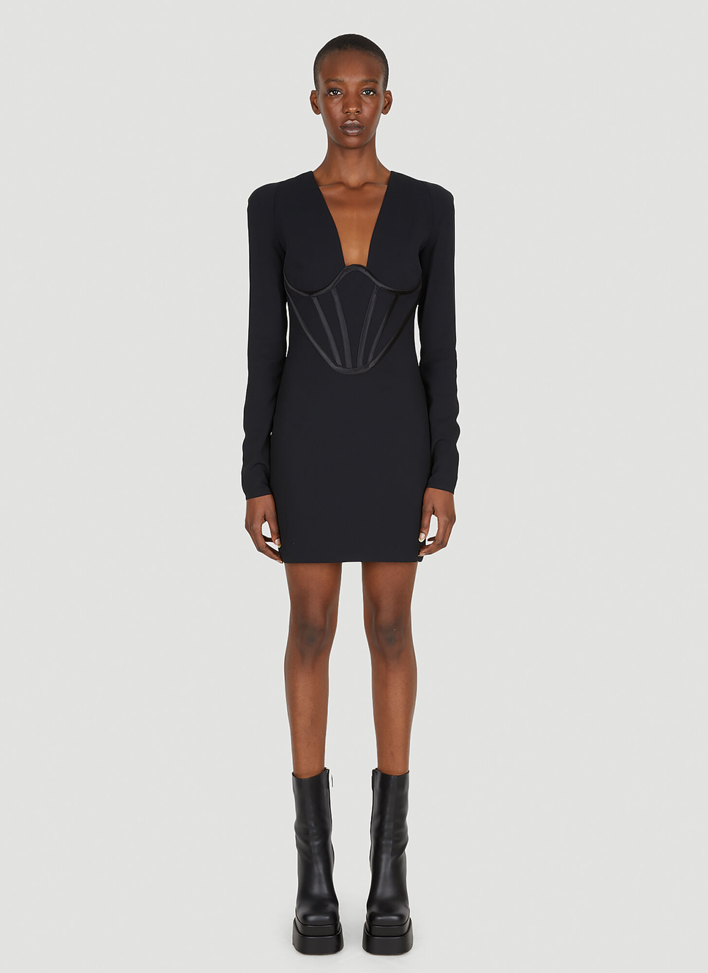 Shop Versace Corset Mini Dress In Black