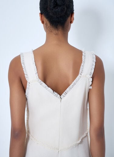 TOTEME Bouclé Maxi Dress with Frayed Edges White tot0264015