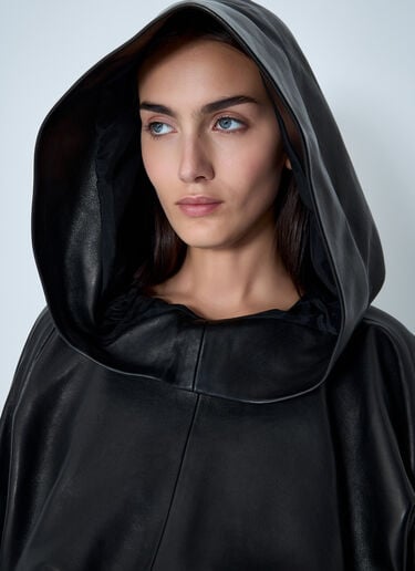Hooded Leather Top Rick Owens Hooded Leather Top Black ric0262014