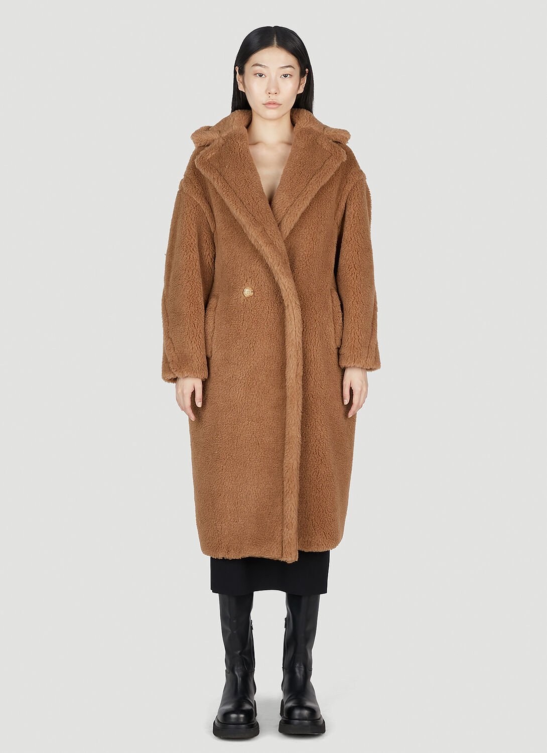 Shop Max Mara Teddy Bear Icon Coat In Camel