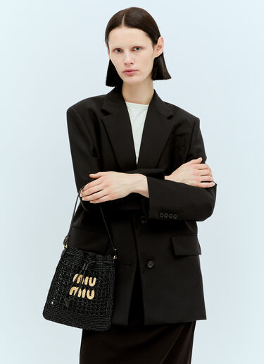 Miu Miu Woven-Fabric Mini Shoulder Bag Black miu0256027