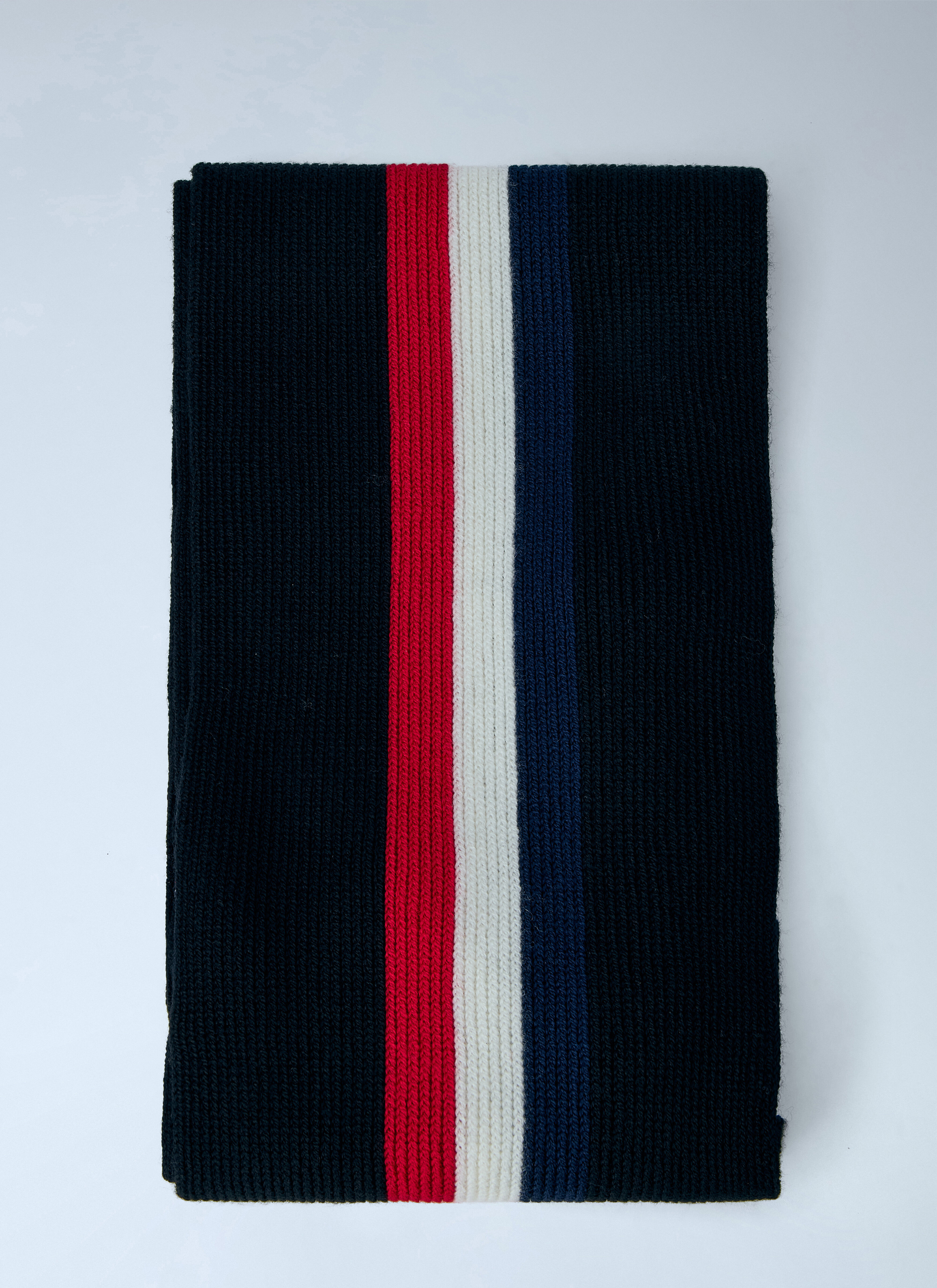 D*e様 MONCLER ネイビー マフラー Moncler Men's' Ribbed Knit Scarf with Fringed Ends in Black | LN-CC®