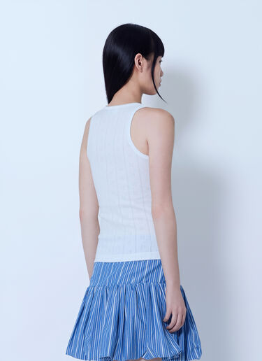 LN-CC® - GANNI: Compact Pointelle Rib Jersey Tank Top - White GANNI Compact Pointelle Rib Jersey Tank Top White gan0265007