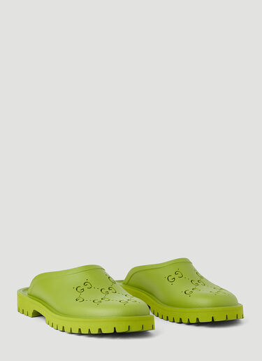 Gucci Perforated G Slip Ons Green guc0145070