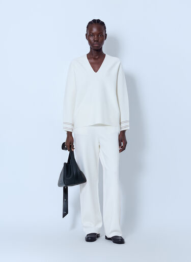 Max Mara V-Neck Knit Top White max0266020