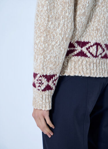 LN-CC® - Moncler Grenoble: Geometric Jacquard Wool Blend Jumper - Beige Moncler Grenoble Geometric Jacquard Wool Blend Jumper Beige mog0265013