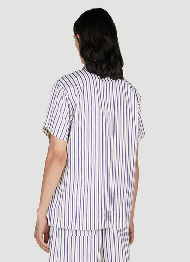 Tekla Lido Stripe Short Sleeve Pyjama Shirt Purple tek0353017