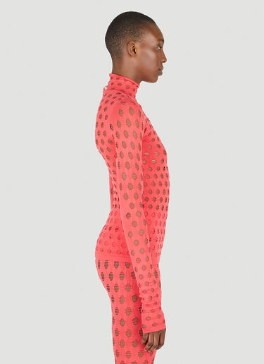 Maisie Wilen Perforated Roll Neck Top Red mwn0247021