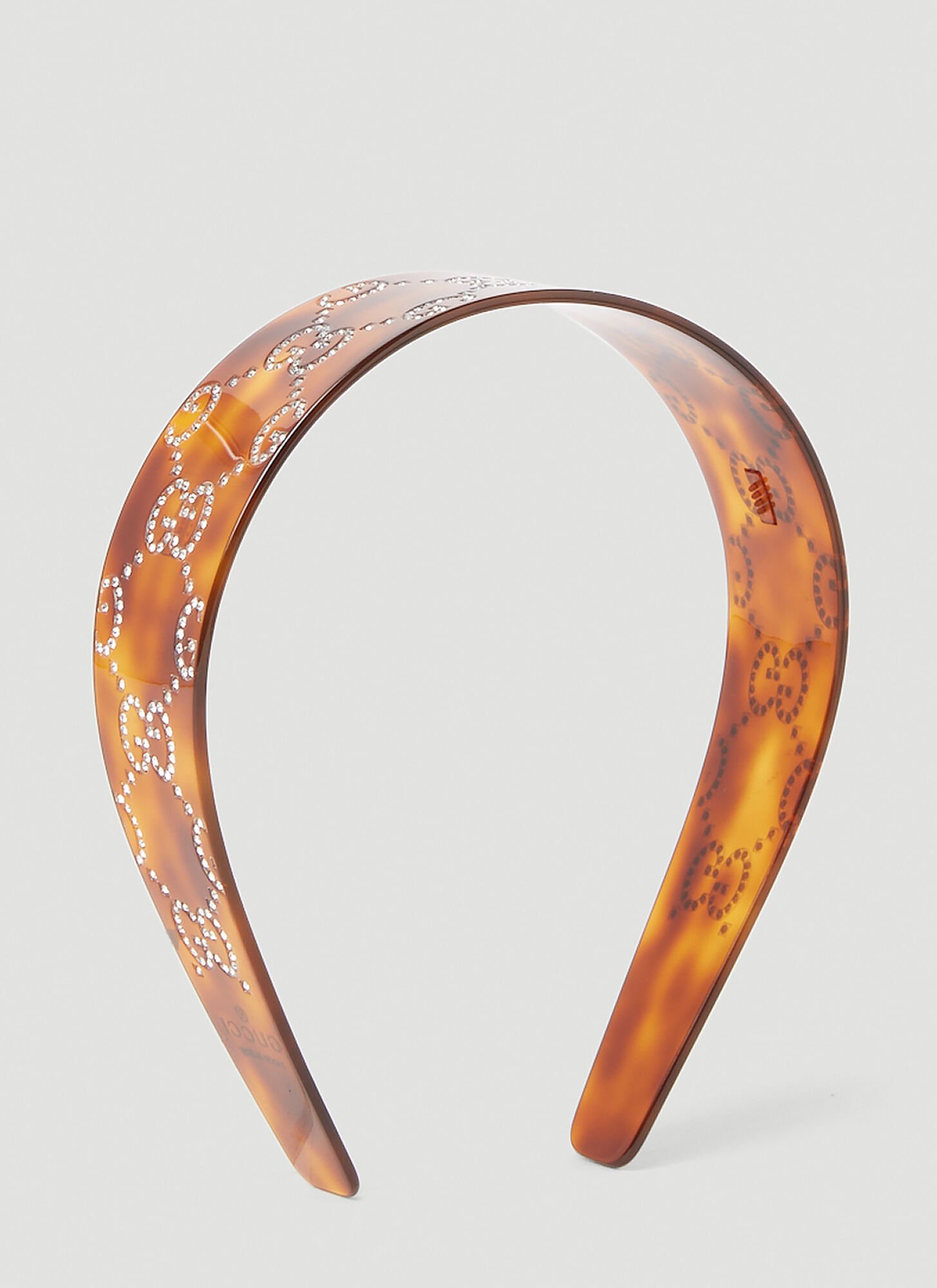 Shop Gucci Gg Crystals Hairband In Brown
