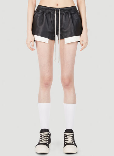 Rick Owens Basket Leather Shorts Black ric0251016