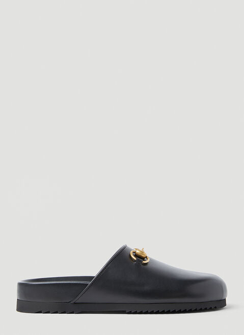 Balenciaga Horsebit Leather Slippers Black bal0255041