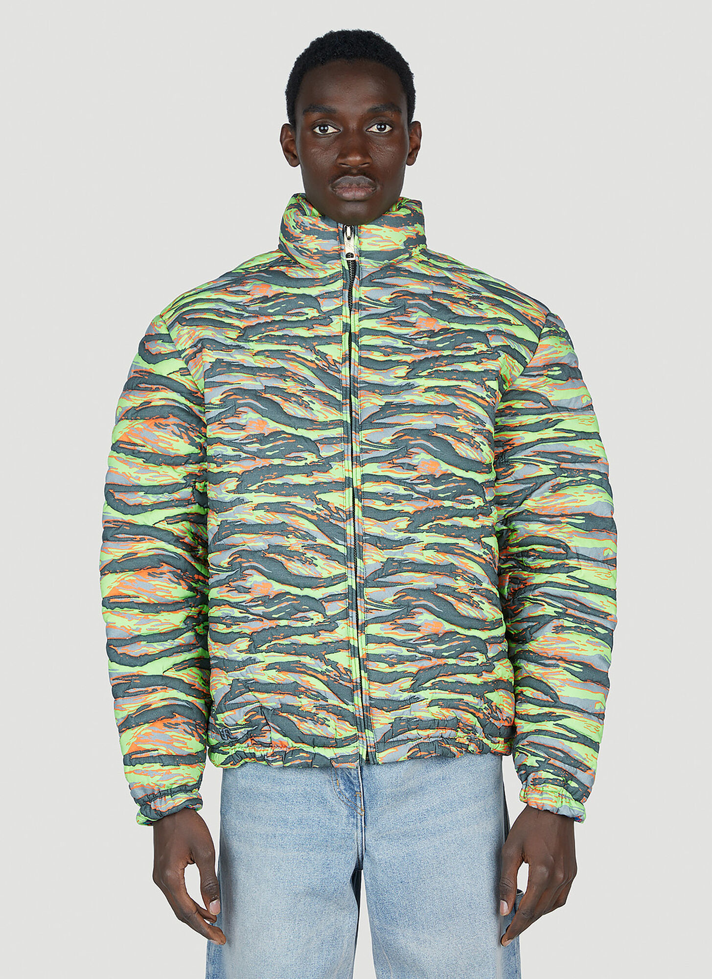 Erl Multicolor Printed Quilted Down Jacket