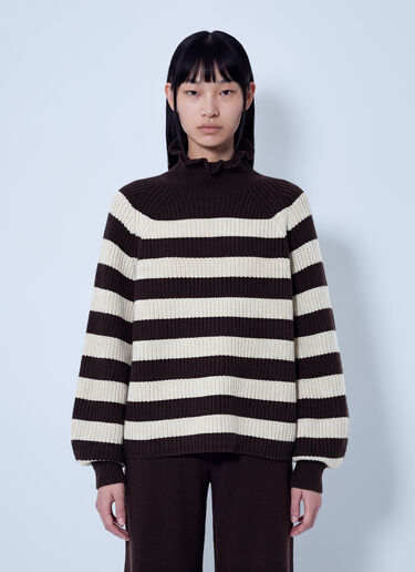 LN-CC® - Max Mara: Ribbed Stripe Knit Sweater - Brown Max Mara Ribbed Stripe Knit Sweater Brown max0266040