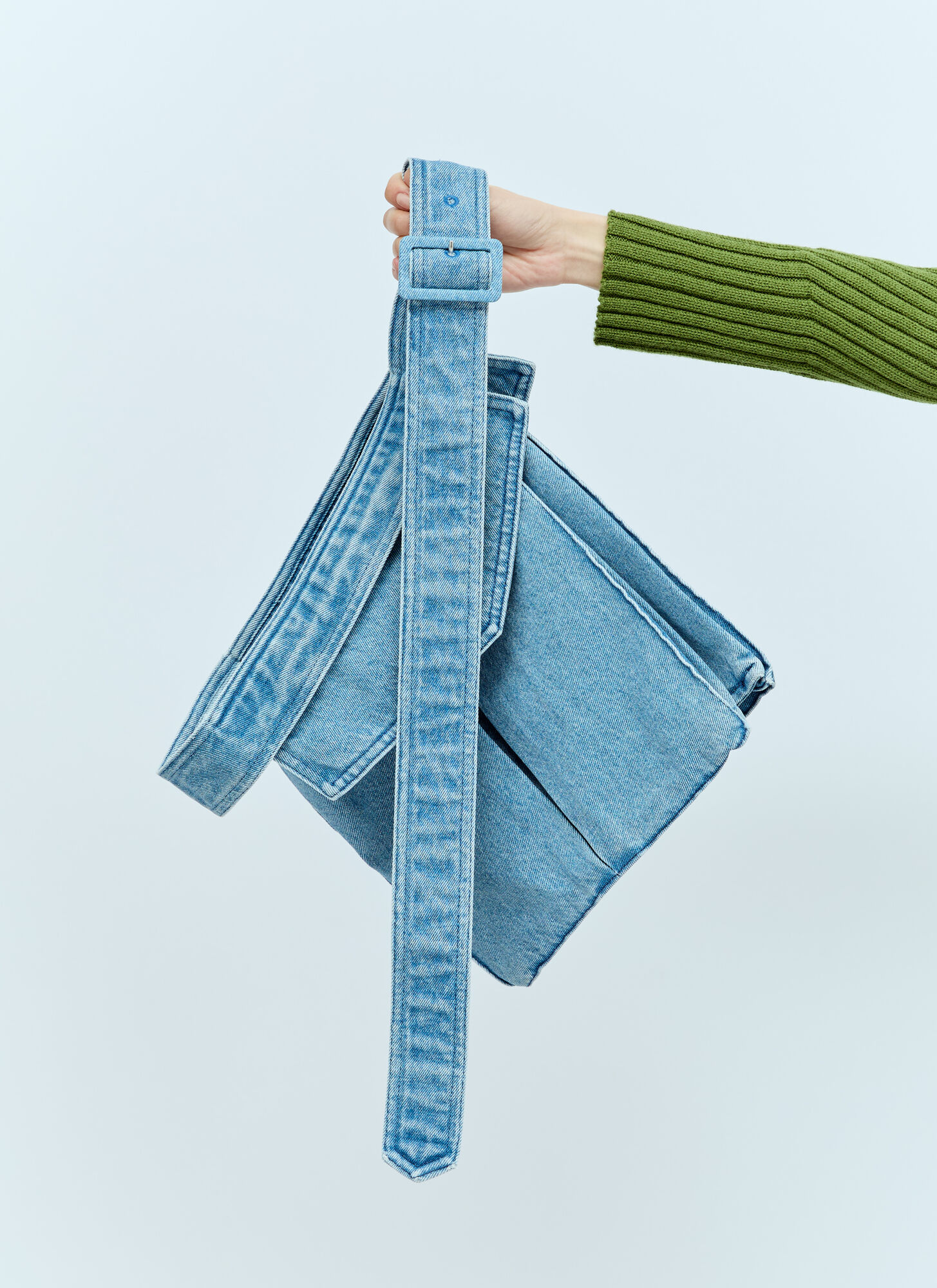 Shop Dries Van Noten Denim Flap Pocket Belt In Blue