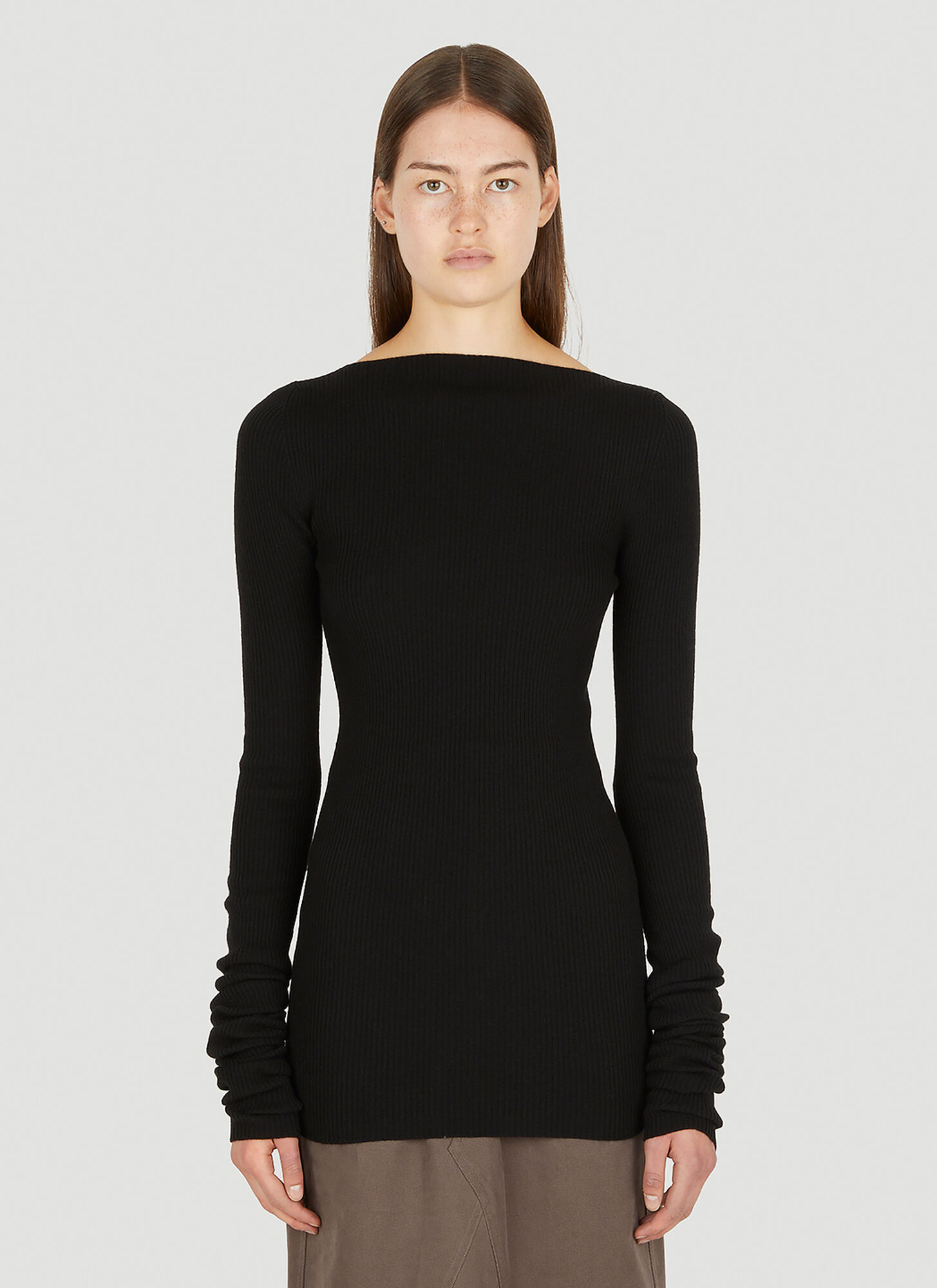 Rick Owens Ribbed Knit Mid-length Jumper In Black