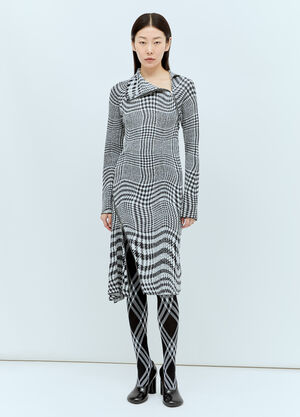 Burberry Warped Houdstooth Midi Dress Grey bur0255095