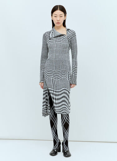 Burberry Warped Houdstooth Midi Dress Grey bur0255032