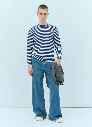 Striped T-Shirt Comme Des Garçons PLAY Striped T-Shirt Blue cpl0355006